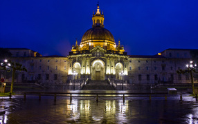 Sanctuary of Saint Ignatius of Loyola in the evening after the rain, Spain