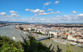 Panorama of the city of Budapest under the beautiful sky, Hungary