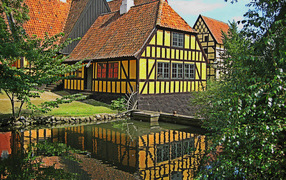 The Old Town of the Museum of the Gamle Bü in Aarhus, Denmark