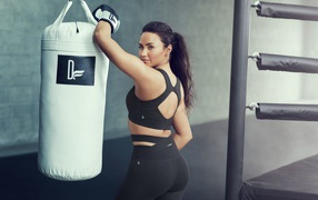 Actress Demi Lovato in the gym