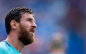 Football player Lionel Messi with a beard