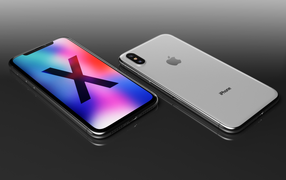 Новые смартфоны  iPhone X на сером фоне