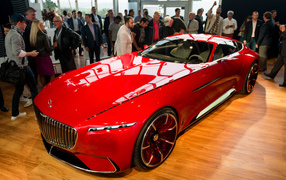 Red electric car Mercedes-Maybach 6 at the exhibition