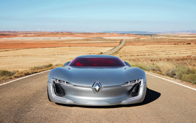 Stylish silver electric Renault Trezor on the track