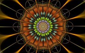 Красивый разноцветный абстрактный цветок, 3д графика