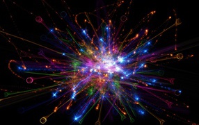 Яркие абстрактные лучи на черном фоне