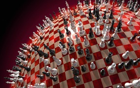 Шахматы на круглой шахматной доске, 3д графика