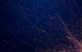 Огненные искры на синем фоне, 3д графика