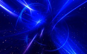 Сверкающие белые полосы на голубом фоне, абстракция 