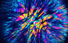 Разноцветный абстрактный рисунок на синем фоне