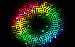 Разноцветные круги на черном фоне 3д графика