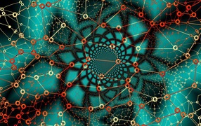 Узор из линий с кругами на голубом фоне