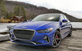 Синий автомобиль Genesis G70, 2019