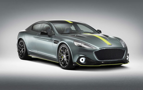 Silver car Aston Martin Rapide AMR 2018 on a gray background