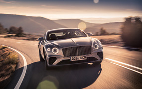 Silver Bentley Continental GT 2018 at the track