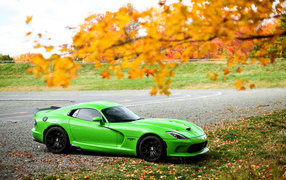 Зеленый спортивный автомобиль  Dodge Viper GTC