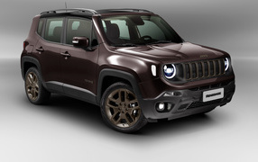 Коричневый Jeep Renegade  2018 года на сером фоне