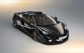 Черный автомобиль кабриолет McLaren 570S Spider, 2018