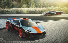 Спортивный McLaren MSO 675LT Gulf Racing Theme 2018 у воды