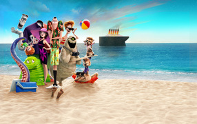Персонажи мультфильма Монстры на каникулах 3. Море зовёт 2018 на пляже