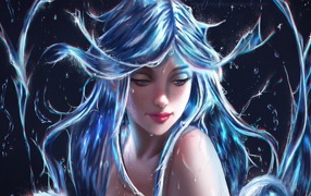 Фантастическая девушка с голубыми волосами 