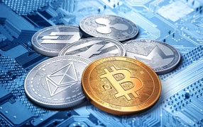 Coins Bitcoin and Monero are on the board