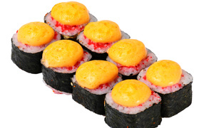 Appetizing sushi on a white background