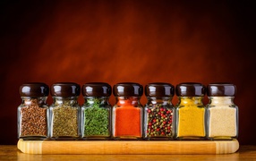 Glass jars with spices