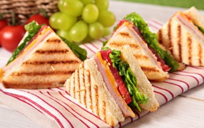 Sandwiches with crispy toast on the table
