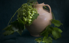 White grapes in a large jug