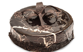 Красивый аппетитный шоколадный торт на белом фоне