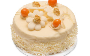 Beautiful birthday cake with white chocolate