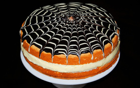 Beautiful cake with a pattern on a black background