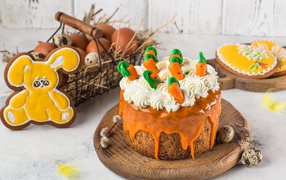 Beautiful festive Easter cake with cream