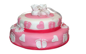 Beautiful festive cake for a girl on a white background