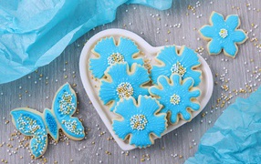 Beautiful holiday cookies with blue icing