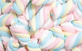 Multicolored marshmallow closeup