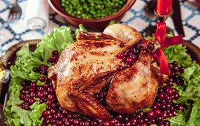 Baked chicken with cranberry and lettuce