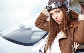 Young girl brown-haired pilot