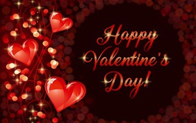 Красивые красные сердечки с надписью День Святого Валентина