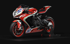 Красный спортивный мотоцикл  Agusta F3 675 RC, 2019 года