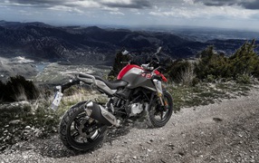Sport motorcycle BMW G 310 GS, 2017 against the background of mountains