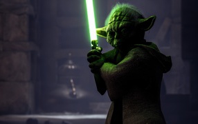 Мастер Йода с лазерным мечом