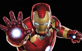 Супергерой Марвел Железный человек на черном фоне