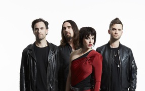 Американская хард-рок-группа Halestorm на белом фоне