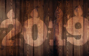 С Новым 2019 годом, цифры на деревянном фоне