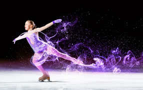 Девочка фигуристка на коньках на льду