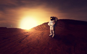 Астронавт на поверхности Марса