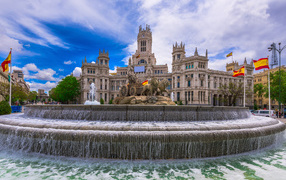Big fountain in the square, Madrid. Spain