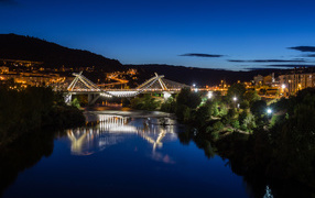 Night bridge over the river, Spain